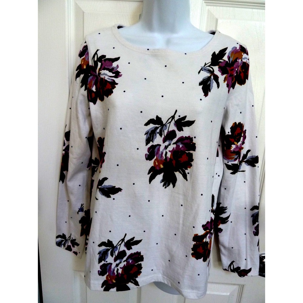 JOULES Sz 8, Med. Long Sleeve Harbour Print Floral Heavy Weight Pull-Over Top